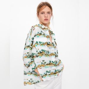 ZARA palm tree print shirt size S